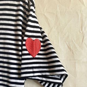 Striped t shirt with embroidered heart sleeve